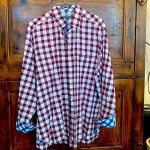 Johnston & Murphy Blue Burgundy Dress Shirt